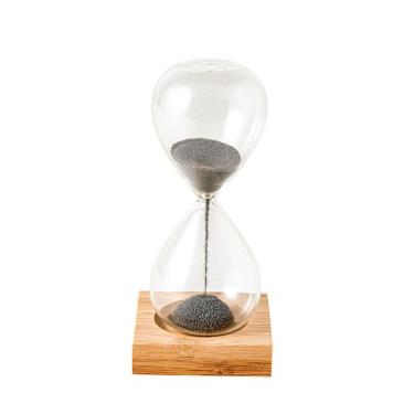 Imagem de Ampulheta Decorativa em Vidro Areia Cinza Base Magnética 13cm 16794 Mart