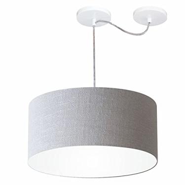 Imagem de Lustre Cilíndrico com Desvio de Centro Cúpula Tecido 50x25, Vivare Iluminação, Pendente4151 CZ, Cinza, Médio