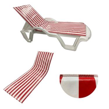 Imagem de Almofada De Espreguiçadeira Colchonete Piscina listrada vermelho