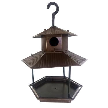 Imagem de Comedouro E Tratador Pássaros Livres Com Casinha Ecológico Resistente (Marrom)