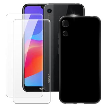 Imagem de MILEGOO Capa para Huawei Honor Play 8A + 2 peças protetoras de tela de vidro temperado, capa ultrafina de silicone TPU macio à prova de choque para Huawei Y6 Pro 2019 (6,1 polegadas), preta