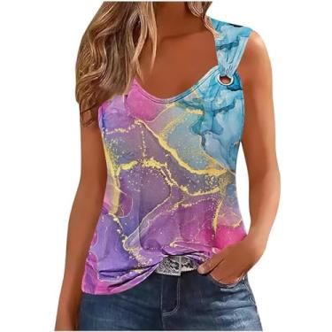 Imagem de Camiseta regata feminina de verão 2024 fofa, casual, sem mangas, caimento solto, gola redonda, ombro, Ofertas relâmpago roxo, XXG