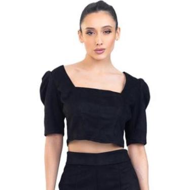 Imagem de Top Onça Preta Cropped Corcelet IV23 Preto Feminino-Feminino