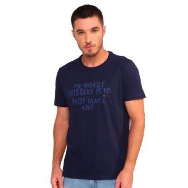 Imagem de Camiseta Ellus Masculina Cotton Fine Free Your Mind Foil Azul Marinho-Masculino