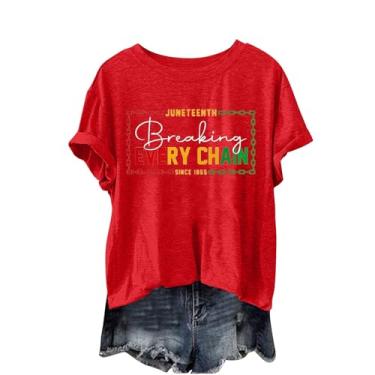Imagem de Juneteenth Camiseta feminina Black History Emancipation Day Shirt 1865 Celebrate Freedom Tops Graphic Summer Casual, A1D - vermelho, 3G