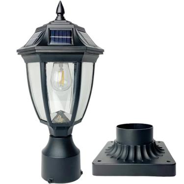 Imagem de Jalarox Luzes de poste solar, luz de poste do crepúsculo ao amanhecer com base de monta...