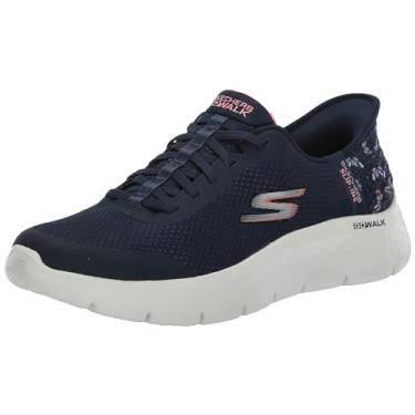 Imagem de Skechers Tênis feminino Go Walk Flex Eva Hands Free Slip-ins, Azul-marinho/rosa, 7.5