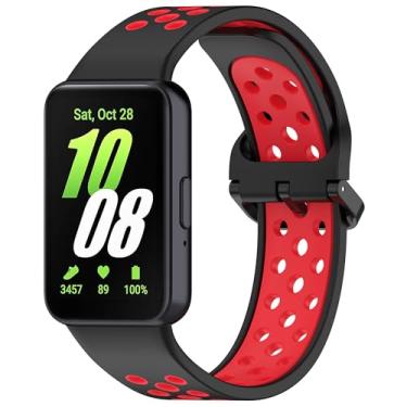 Imagem de Pulseira esportiva de silicone de substituição adequada para Samsung Galaxy Fit 3, respirável, dois tons, porosa, para Galaxy Fit 3 2024 SM-R390, mulheres e homens