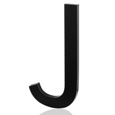 Imagem de Letra J preta fosca acrílica de 7,6 cm, letras e números adesivos para casa, números modernos para porta de apartamento, casa de fazenda, caixa de correio, escritório, hotel, números de endereço e