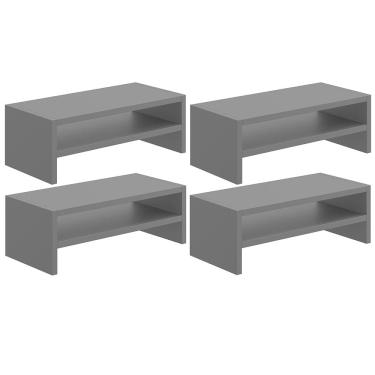 Imagem de Kit 04 Suportes Stand Para Monitores Mesa Escritório Home Office Lap L03 Cinza - Lyam