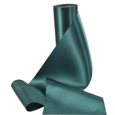 Imagem de Fita de cetim de cor sólida, sem rugas, fita de tecido sedoso para cerimônia de corte, faixas, cadeira, mesa, carro, laços, artesanato, costura, decoração de festa de casamento (Natal verde 15 cm de