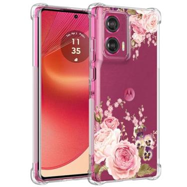 Imagem de Ueokeird Capa de telefone para Moto Edge 50 Fusion/Motorola Edge 50 Fusion Capa para meninas e mulheres, capa protetora fina à prova de choque com estampa floral flexível de TPU para Motorola Edge 50