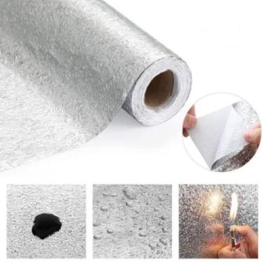 Imagem de Papel Parede Alumínio Adesivo Impermeável Protetor Fogão Gaveta Pia De