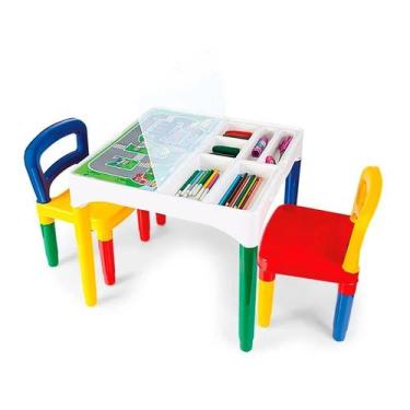 Imagem de Mesa Mesinha Didática Infantil Com Cadeiras Poliplac
