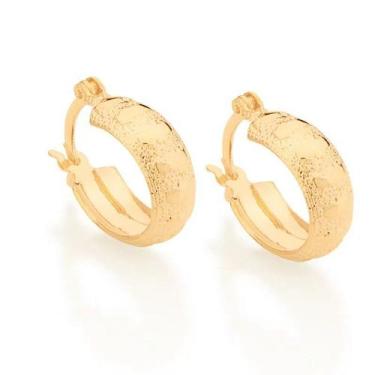 Imagem de Brincos banhado ouro 3x 24k 18k e 22k femininos argola rommanel larga 