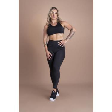 Imagem de Conjunto Feminino Fitness Calça Legging Lisa Básica Cintura Alta E Top