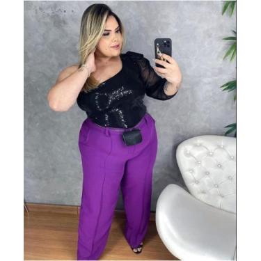 Imagem de Calça Pantalona Wide Leg Solta Elegante Duna Moda Tendência Plus Size 