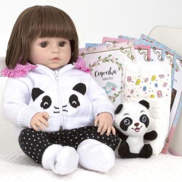 Imagem de Bebe Reborn de Silicone Roupinha Panda Enxoval Envio 24 Hrs - Cegonha 