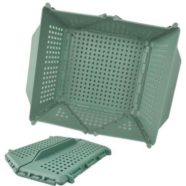 Imagem de Cesta Secar Frutas Verduras Vegetais Dobravel Porta Objetos Pia Cozinh