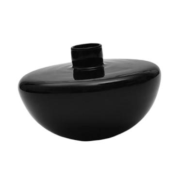 Imagem de IEUDNS Vaso de vidro para flores, recipiente para plantas, arranjo de flores de fundo redondo, vaso hidropônico para sala de estar, armário, prateleira de, Preto