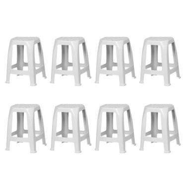Imagem de Banqueta Plástica Reforçada Adulto Aguenta 120kg Kit 8 Unid - RISCHIOT