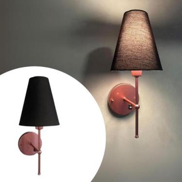 Imagem de Arandela Luminária De Parede Com Interruptor Rose Gold Com Cúpula Pret