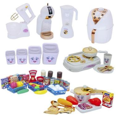 Imagem de Kit Cozinha Infantil Princesa Menina Mercado Potinhos 55pç - Altimar