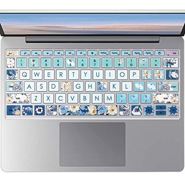 Imagem de WSLUCKO Capa de teclado de silicone para laptop Microsoft Surface de 12,4 polegadas Go 1/2/3, Peony