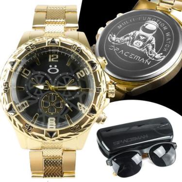 Imagem de Kit Relógio Masculino aço premium banhado presente luxo - Orizom