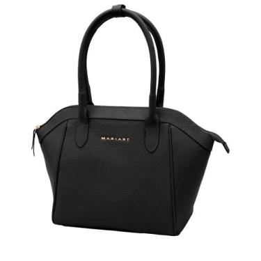 Imagem de Bolsa de Couro Mariart Petúnia, Preto