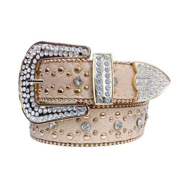 Imagem de Cinto Country Plus Size Feminino Com Strass Vaquejada 135cm, Bege, 135