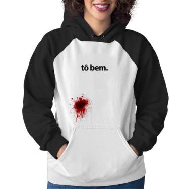 Imagem de Moletom Feminino tô bem - Foca na Moda, Branco, Preto, GG