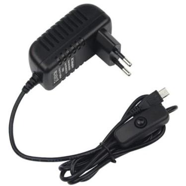 Imagem de Fonte v8 micro usb 5v 3a com cabo botão on/off raspberry robotica - GR