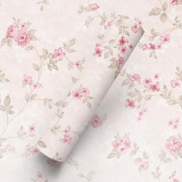 Imagem de Papel de Parede Adesivo Tema Floral Rosa - BAZAR DOS QUADROS, 5M