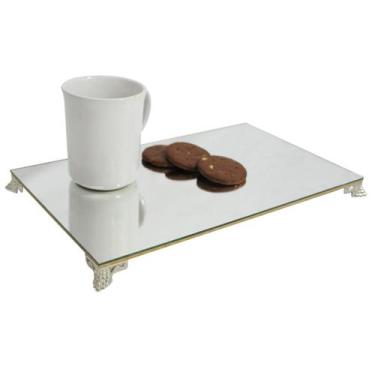Imagem de Kit 3 Bandeja Clássica Retangular Espelhada Pé Babilonia Pequeno Nique