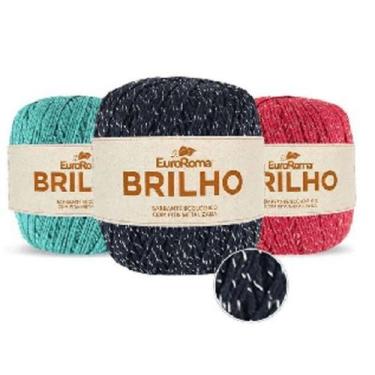 Imagem de Kit 3 Barbante Brilho Prata 400g N6 4/6 Fios 406m Euroroma