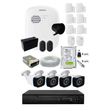 Imagem de Kit Residencial 4 Câmeras Full Hd 3,6mm + Alarme Sem Fio Completo - IN