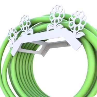 Imagem de Suporte Enrolador De Mangueira De Jardim Flor Branco - Cromoshop