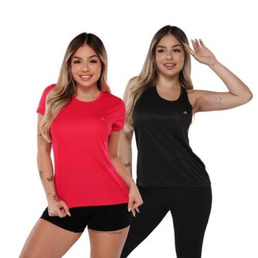 Imagem de Kit 1 Regata + 1 Camiseta Feminina Dry Fit Fitness Academia - FORÇA DO