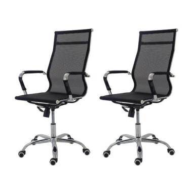 Imagem de Kit 2 Cadeiras De Escritório Presidente Charles Eames Eiffel Preta Tel