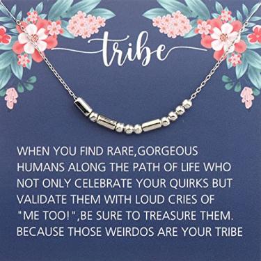 Imagem de ENSIANITH Colar Tribo Código Morse Colar Best Friends Presente Tribo Presente Love My Tribe Friendship Necklace, Metal, Sem Pedra Preciosa