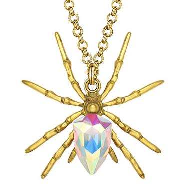 Imagem de DALANE Colar de liga de ouro banhado a prata strass aranha pingente insetos joias presentes para mulheres berloques, 36mm x 35mm, Zinco, Strass