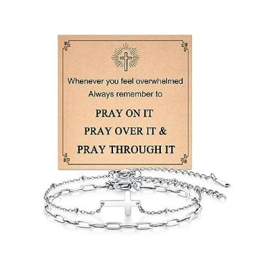 Imagem de Tarsus Pulseira de cruz para mulheres, presentes religiosos para mulheres, presentes cristãos para mulheres, homens, amigos, família, adolescentes, Sem pedras preciosas