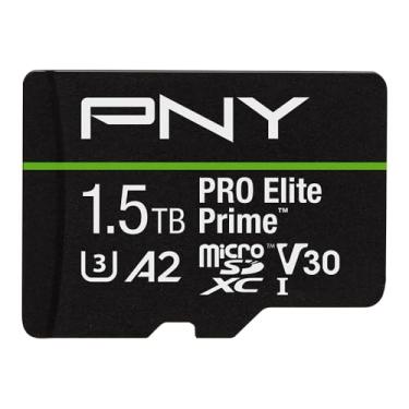 Imagem de PNY Cartão microSD 1,5 TB Pro Elite Prime Class 10 U3 V30 A2 + adaptador SD - até 200 MB/s, Class 10, U3, V30, A2, 4K UHD, Full HD, UHS-I