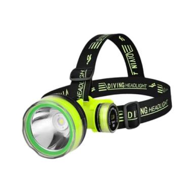 Imagem de YIJU Farol de mergulho LED Head Lamp Headband Lanterna à prova d'água Luz de mergulho para pesca noturna Ciclismo Espeleologia ao ar livre Adultos, 9cm X 8.6cm X 6.3cm