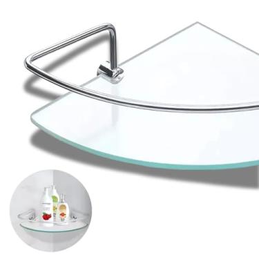 Imagem de Prateleira para Banheiro Vidro de Canto Porta Shampoo com Haste e Fixação Dupla de Parede