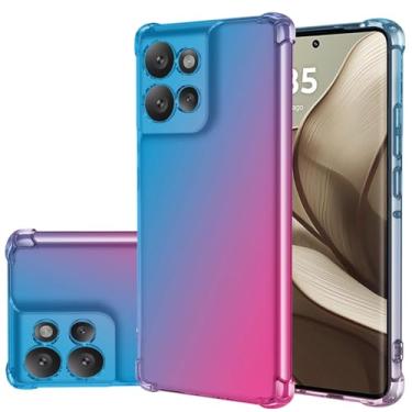 Imagem de Gufuwo Capa para Motorola Edge 50, capa fofa para Moto Edge 50 meninas e mulheres, capa protetora à prova de choque de TPU macio antiarranhões gradiente para Motorola Edge 50 azul/rosa