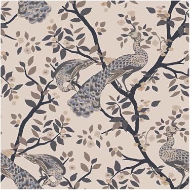 Imagem de Blooming Wall DPYD19-W Pavão em pé em ramos papel de parede texturizado autoadesivo papel de parede pré-colado decoração de parede