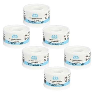 Imagem de Kit 6 Fita Microporosa Branca 2,5m X 10m - Wiltex