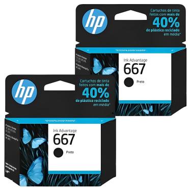 Imagem de KIT COM 2 CARTUCHOS HP 667 PRETO 2ML - 3YM79AB